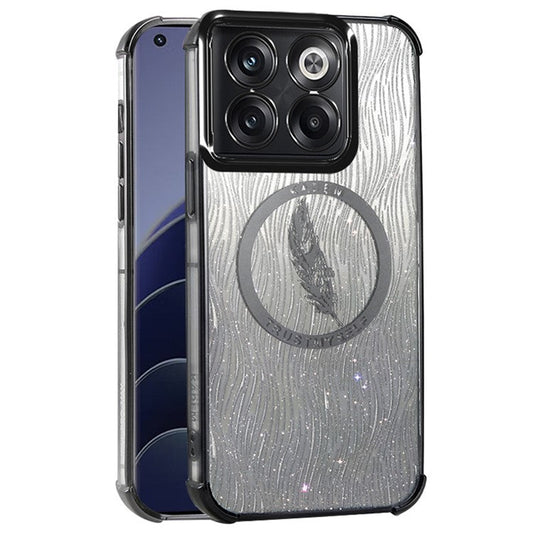 KADEM For OnePlus 10T 5G / Ace Pro 5G Case Glitter Sparkly TPU Phone Cover Corner Airbag Fall Protection - Black