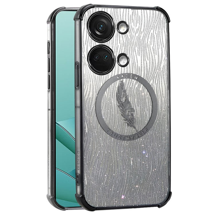 KADEM For OnePlus Ace 2V / Nord 3 5G Case Shockproof TPU Feather Sparkly Phone Cover - Black