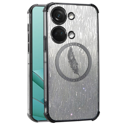 KADEM For OnePlus Ace 2V / Nord 3 5G Case Shockproof TPU Feather Sparkly Phone Cover - Black