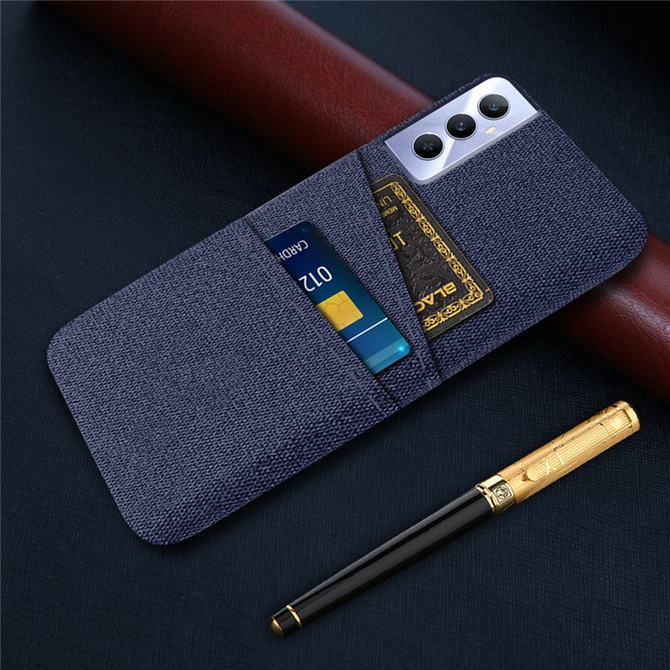 For Realme C65 4G Case Fabric Surface Inner PC Phone Cover with Dual Card Slots - Blue