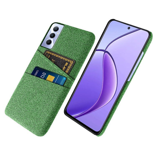 For Realme C65 4G Case Fabric Surface Inner PC Phone Cover with Dual Card Slots - Green