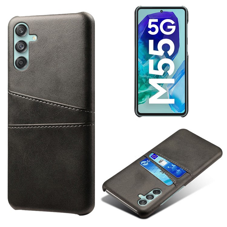 For Samsung Galaxy M55 5G / C55 5G / F55 5G Case Card Holder Leather+PC Phone Cover - Black