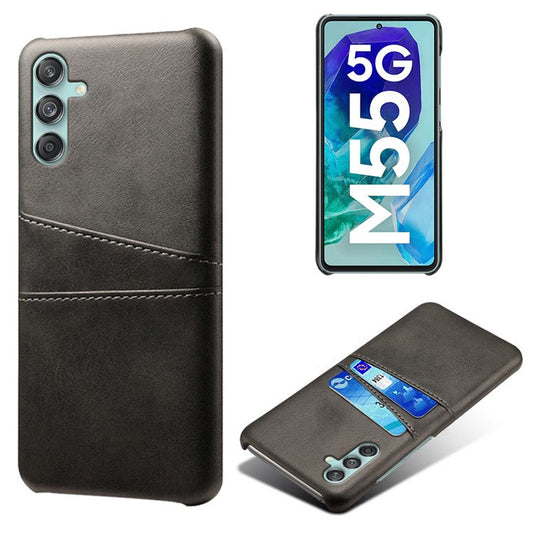 For Samsung Galaxy M55 5G / C55 5G / F55 5G Case Card Holder Leather+PC Phone Cover - Black