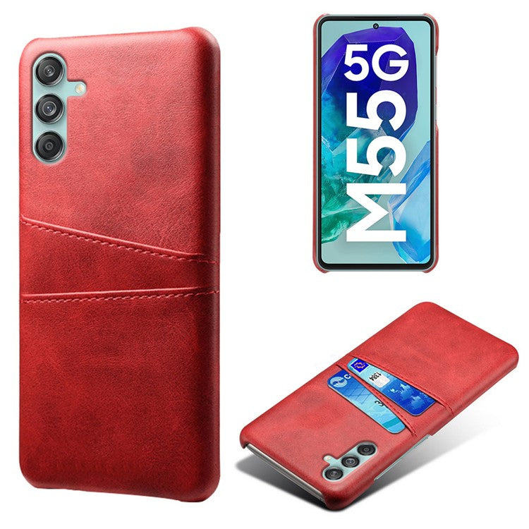 For Samsung Galaxy M55 5G / C55 5G / F55 5G Case Card Holder Leather+PC Phone Cover - Red