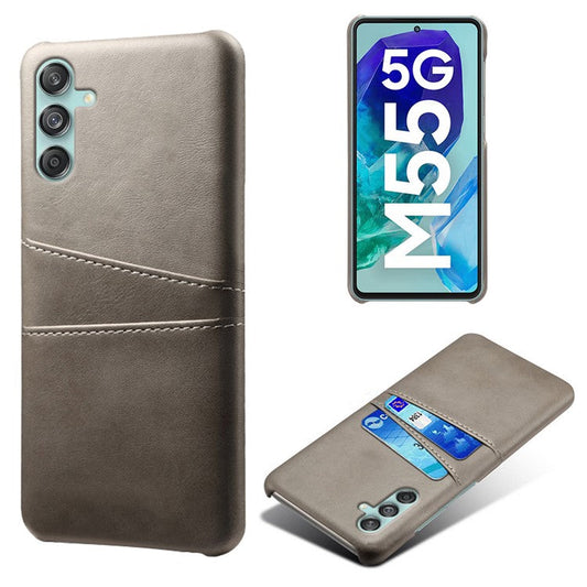 For Samsung Galaxy M55 5G / C55 5G / F55 5G Case Card Holder Leather+PC Phone Cover - Grey