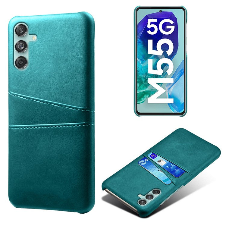 For Samsung Galaxy M55 5G / C55 5G / F55 5G Case Card Holder Leather+PC Phone Cover - Green