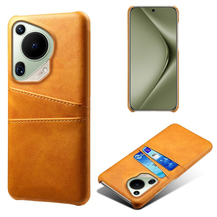 For Huawei Pura 70 Ultra Case with Dual Card Slots PU Leather + Hard PC Shell Ultra Thin - Orange