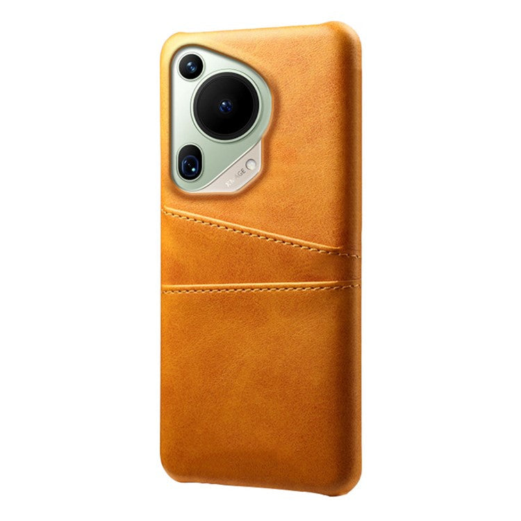 For Huawei Pura 70 Ultra Case with Dual Card Slots PU Leather + Hard PC Shell Ultra Thin - Orange