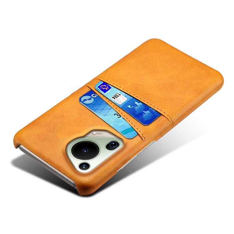 For Huawei Pura 70 Ultra Case with Dual Card Slots PU Leather + Hard PC Shell Ultra Thin - Orange