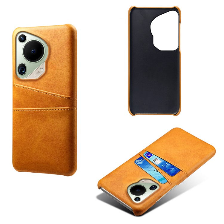 For Huawei Pura 70 Ultra Case with Dual Card Slots PU Leather + Hard PC Shell Ultra Thin - Orange
