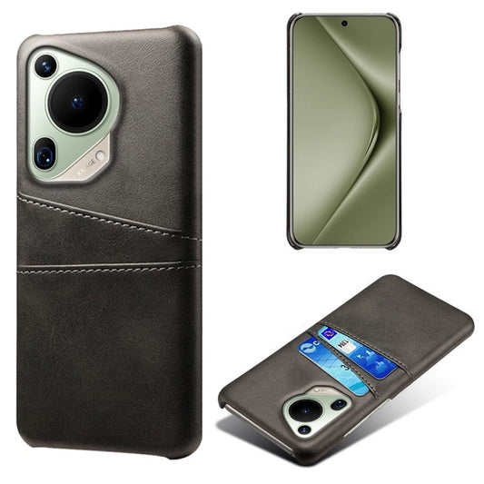 For Huawei Pura 70 Ultra Case with Dual Card Slots PU Leather + Hard PC Shell Ultra Thin - Black