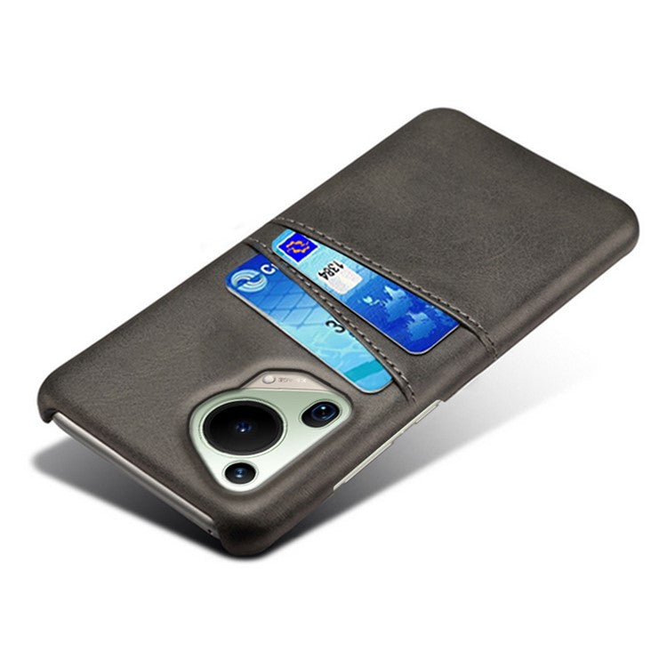 For Huawei Pura 70 Ultra Case with Dual Card Slots PU Leather + Hard PC Shell Ultra Thin - Black