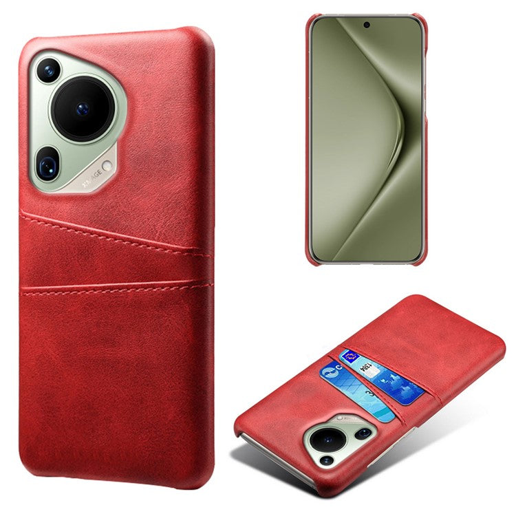 For Huawei Pura 70 Ultra Case with Dual Card Slots PU Leather + Hard PC Shell Ultra Thin - Red