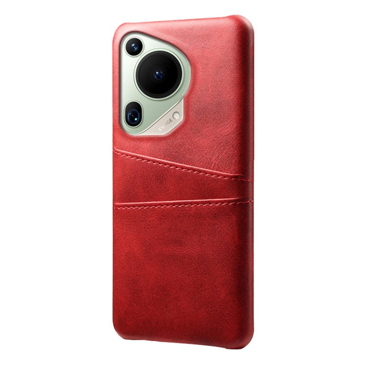 For Huawei Pura 70 Ultra Case with Dual Card Slots PU Leather + Hard PC Shell Ultra Thin - Red
