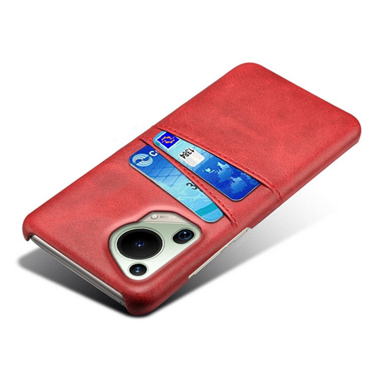 For Huawei Pura 70 Ultra Case with Dual Card Slots PU Leather + Hard PC Shell Ultra Thin - Red
