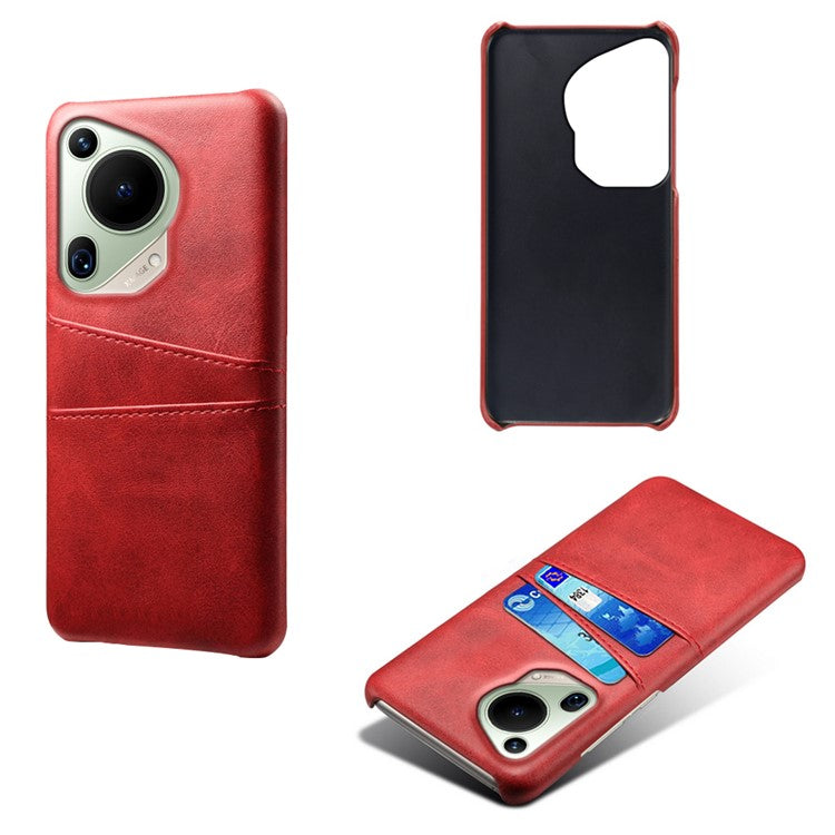 For Huawei Pura 70 Ultra Case with Dual Card Slots PU Leather + Hard PC Shell Ultra Thin - Red