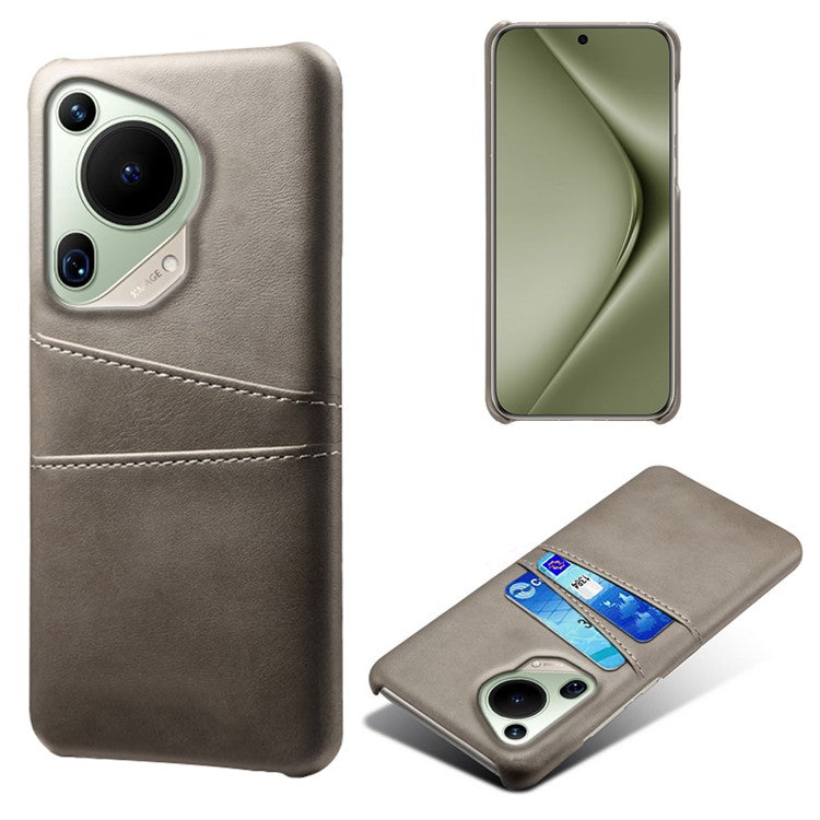 For Huawei Pura 70 Ultra Case with Dual Card Slots PU Leather + Hard PC Shell Ultra Thin - Grey