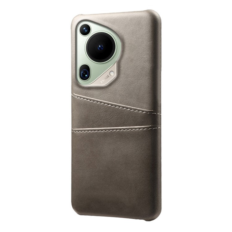 For Huawei Pura 70 Ultra Case with Dual Card Slots PU Leather + Hard PC Shell Ultra Thin - Grey