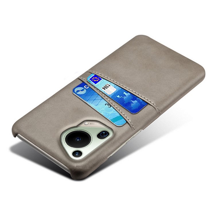 For Huawei Pura 70 Ultra Case with Dual Card Slots PU Leather + Hard PC Shell Ultra Thin - Grey