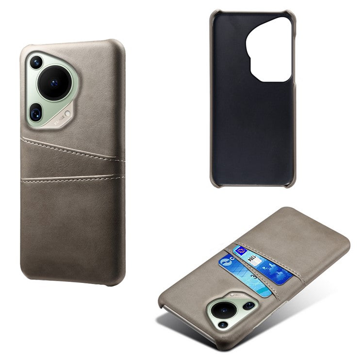 For Huawei Pura 70 Ultra Case with Dual Card Slots PU Leather + Hard PC Shell Ultra Thin - Grey