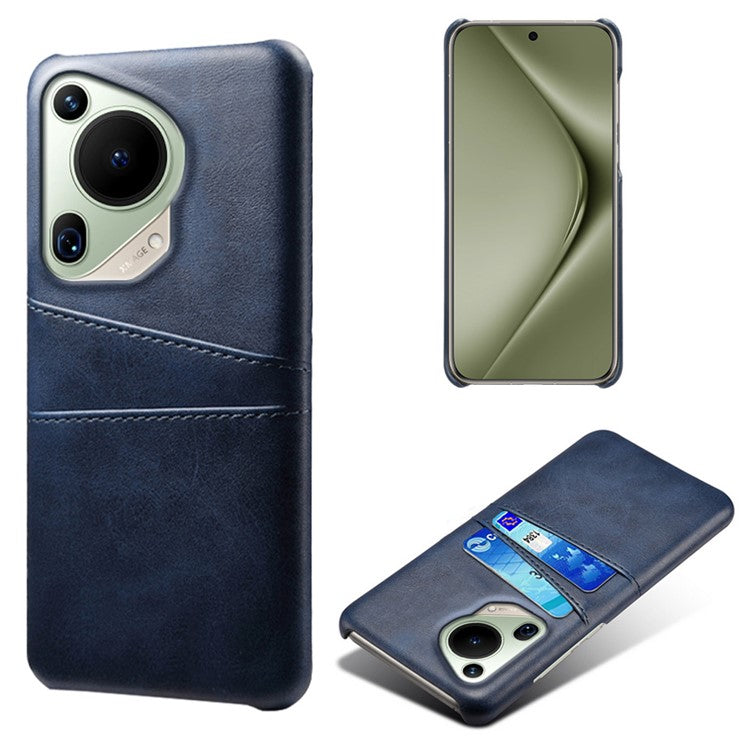 For Huawei Pura 70 Ultra Case with Dual Card Slots PU Leather + Hard PC Shell Ultra Thin - Blue