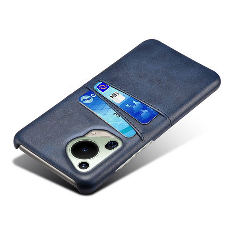 For Huawei Pura 70 Ultra Case with Dual Card Slots PU Leather + Hard PC Shell Ultra Thin - Blue