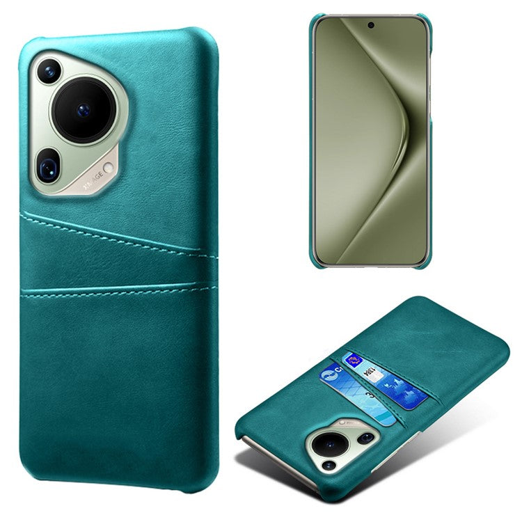 For Huawei Pura 70 Ultra Case with Dual Card Slots PU Leather + Hard PC Shell Ultra Thin - Green