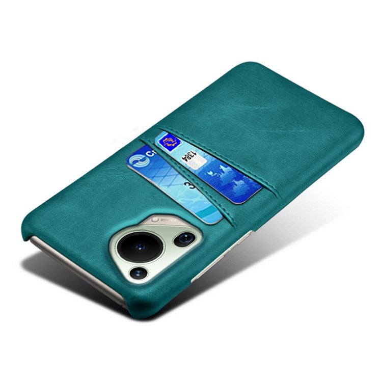 For Huawei Pura 70 Ultra Case with Dual Card Slots PU Leather + Hard PC Shell Ultra Thin - Green