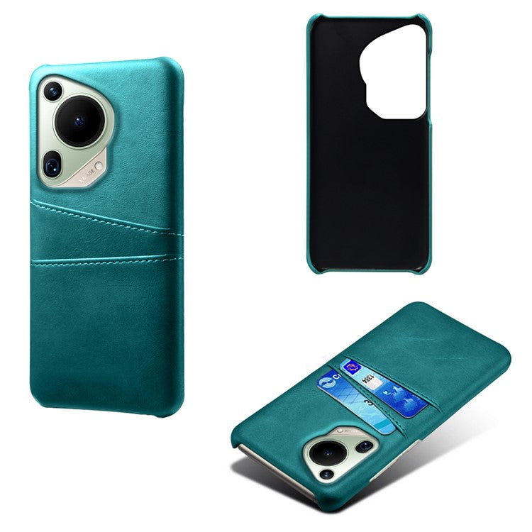 For Huawei Pura 70 Ultra Case with Dual Card Slots PU Leather + Hard PC Shell Ultra Thin - Green