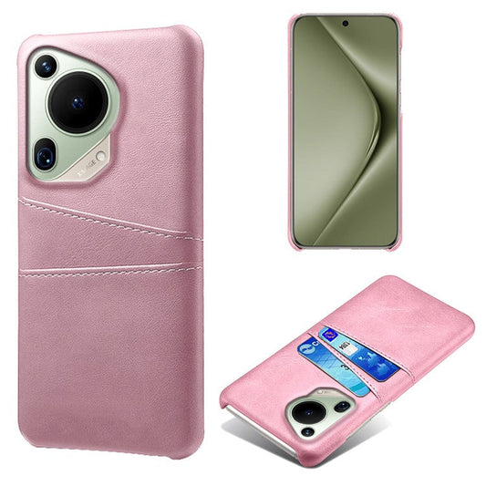 For Huawei Pura 70 Ultra Case with Dual Card Slots PU Leather + Hard PC Shell Ultra Thin - Rose Gold