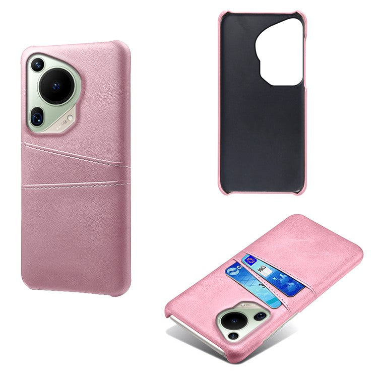 For Huawei Pura 70 Ultra Case with Dual Card Slots PU Leather + Hard PC Shell Ultra Thin - Rose Gold