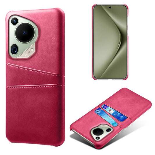 For Huawei Pura 70 Ultra Case with Dual Card Slots PU Leather + Hard PC Shell Ultra Thin - Rose