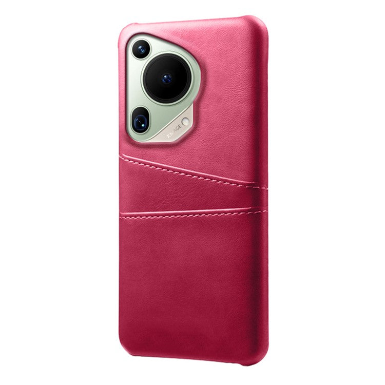 For Huawei Pura 70 Ultra Case with Dual Card Slots PU Leather + Hard PC Shell Ultra Thin - Rose