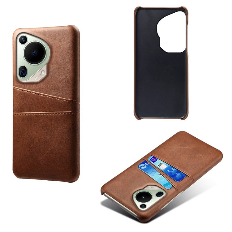 For Huawei Pura 70 Ultra Case with Dual Card Slots PU Leather + Hard PC Shell Ultra Thin - Brown