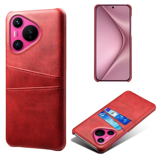 For Huawei Pura 70 Slim Case Card Slots PU+PC Phone Cover - Red