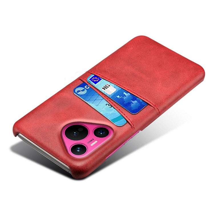 For Huawei Pura 70 Slim Case Card Slots PU+PC Phone Cover - Red