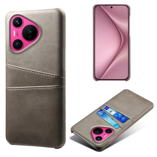 For Huawei Pura 70 Slim Case Card Slots PU+PC Phone Cover - Grey