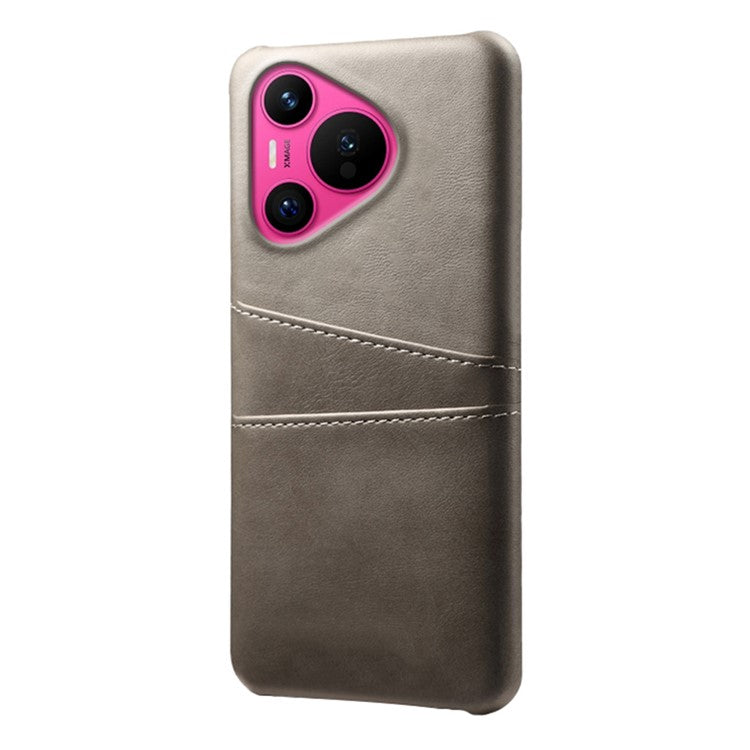 For Huawei Pura 70 Slim Case Card Slots PU+PC Phone Cover - Grey