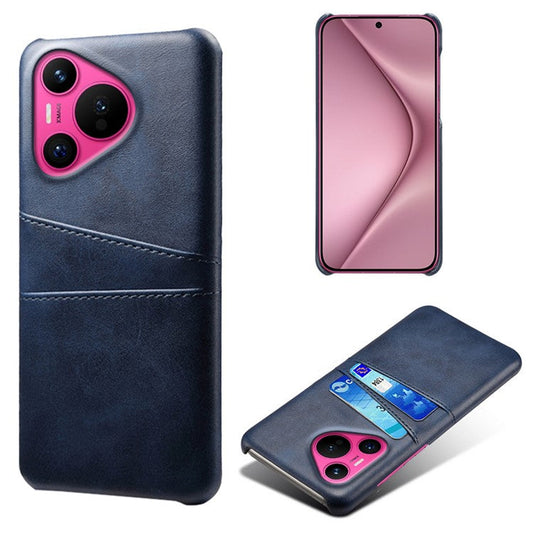 For Huawei Pura 70 Slim Case Card Slots PU+PC Phone Cover - Blue