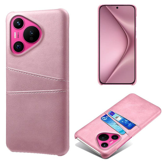For Huawei Pura 70 Slim Case Card Slots PU+PC Phone Cover - Rose Gold