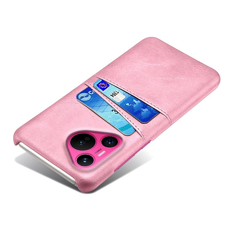 For Huawei Pura 70 Slim Case Card Slots PU+PC Phone Cover - Rose Gold