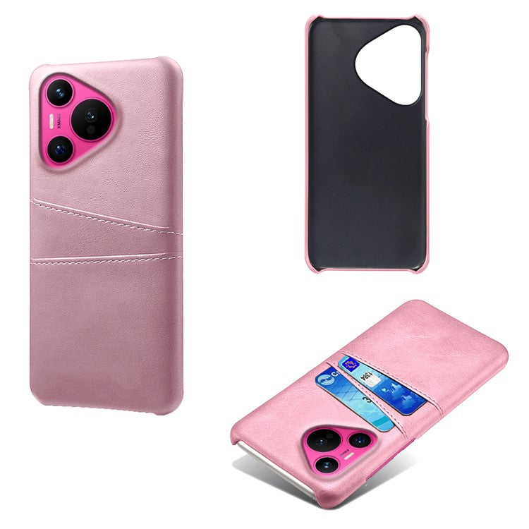 For Huawei Pura 70 Slim Case Card Slots PU+PC Phone Cover - Rose Gold
