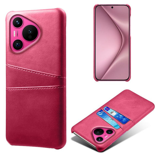 For Huawei Pura 70 Slim Case Card Slots PU+PC Phone Cover - Rose