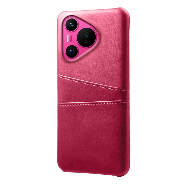 For Huawei Pura 70 Slim Case Card Slots PU+PC Phone Cover - Rose