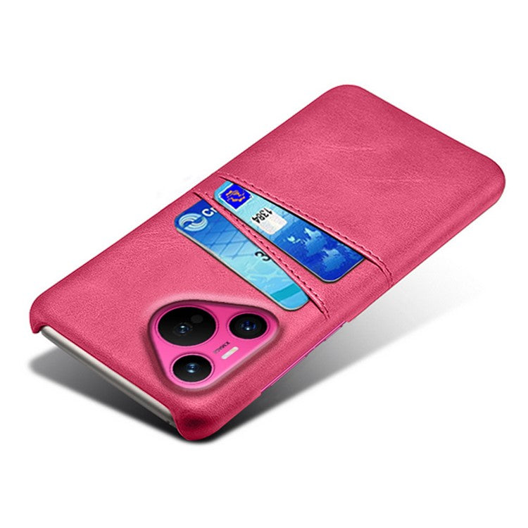 For Huawei Pura 70 Slim Case Card Slots PU+PC Phone Cover - Rose