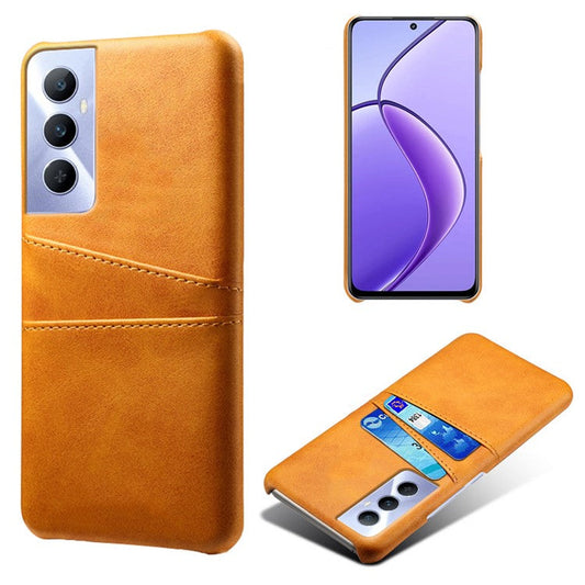 For Realme C65 4G Case Dual Card Slots PU Leather+PC Hard Phone Cover - Orange