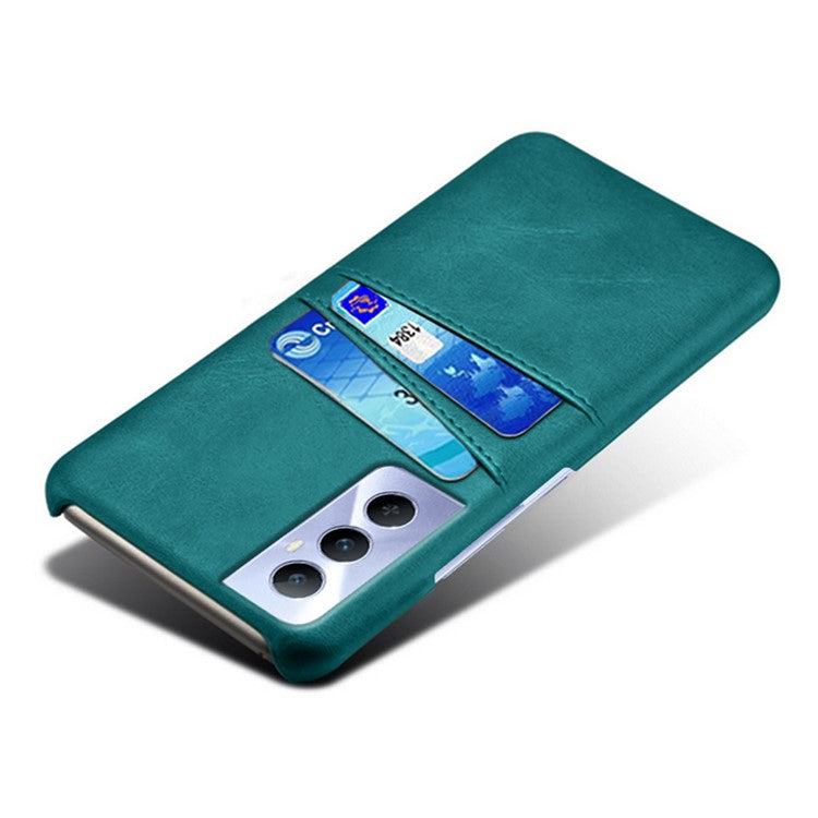For Realme C65 4G Case Dual Card Slots PU Leather+PC Hard Phone Cover - Green