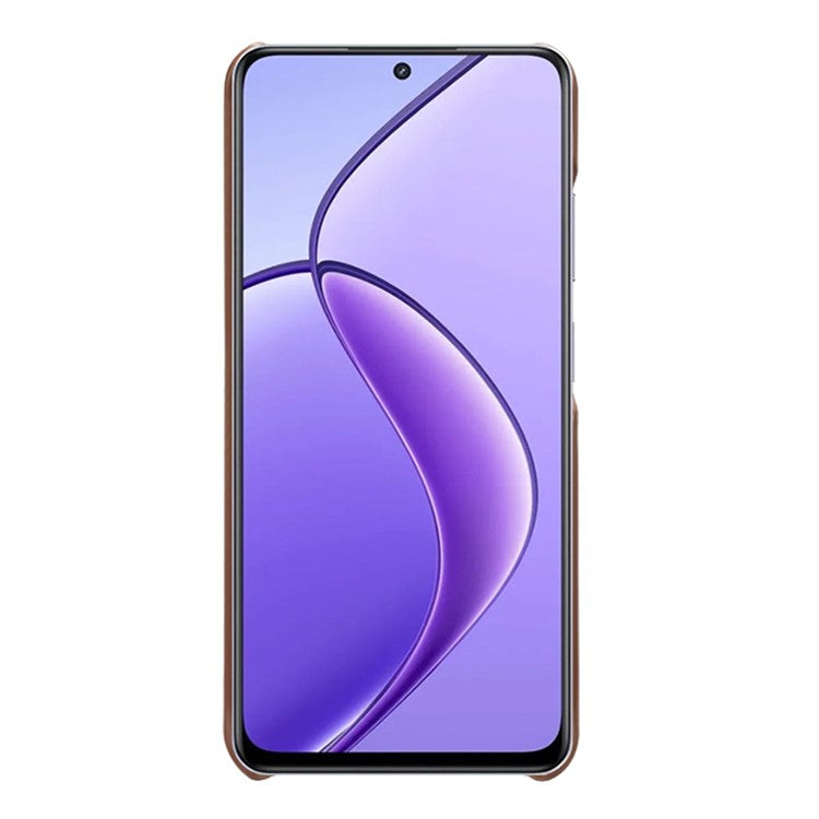 For Realme C65 4G Case Dual Card Slots PU Leather+PC Hard Phone Cover - Brown