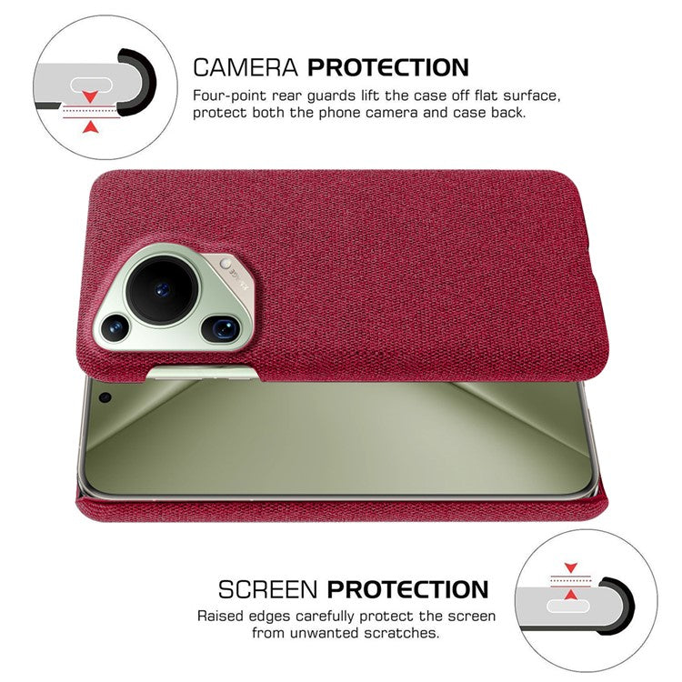 For Huawei Pura 70 Ultra Case Cloth Texture PC Phone Cover Incomplete Covering - Red