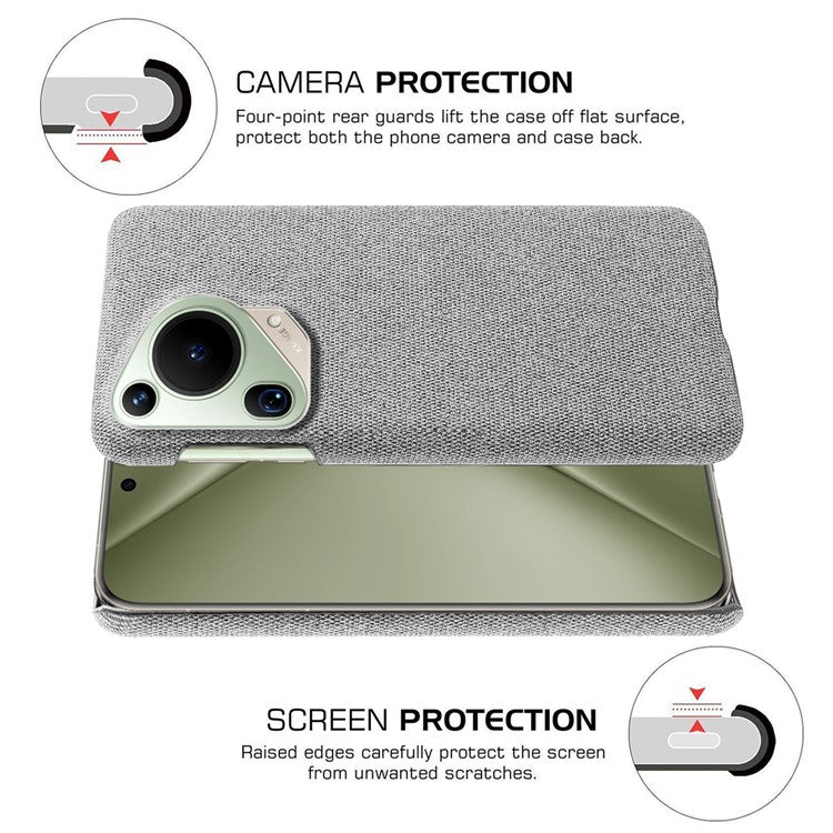 For Huawei Pura 70 Ultra Case Cloth Texture PC Phone Cover Incomplete Covering - Light Grey